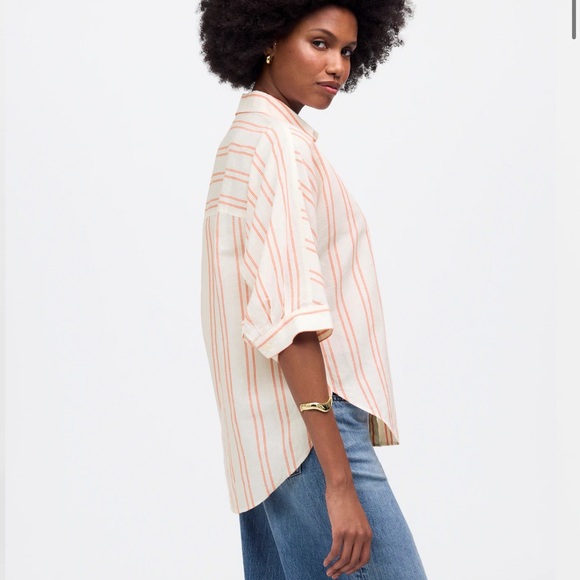 Madewell Oversized Pleated-Sleeve Button-Up Shirt - Picture 4 of 8